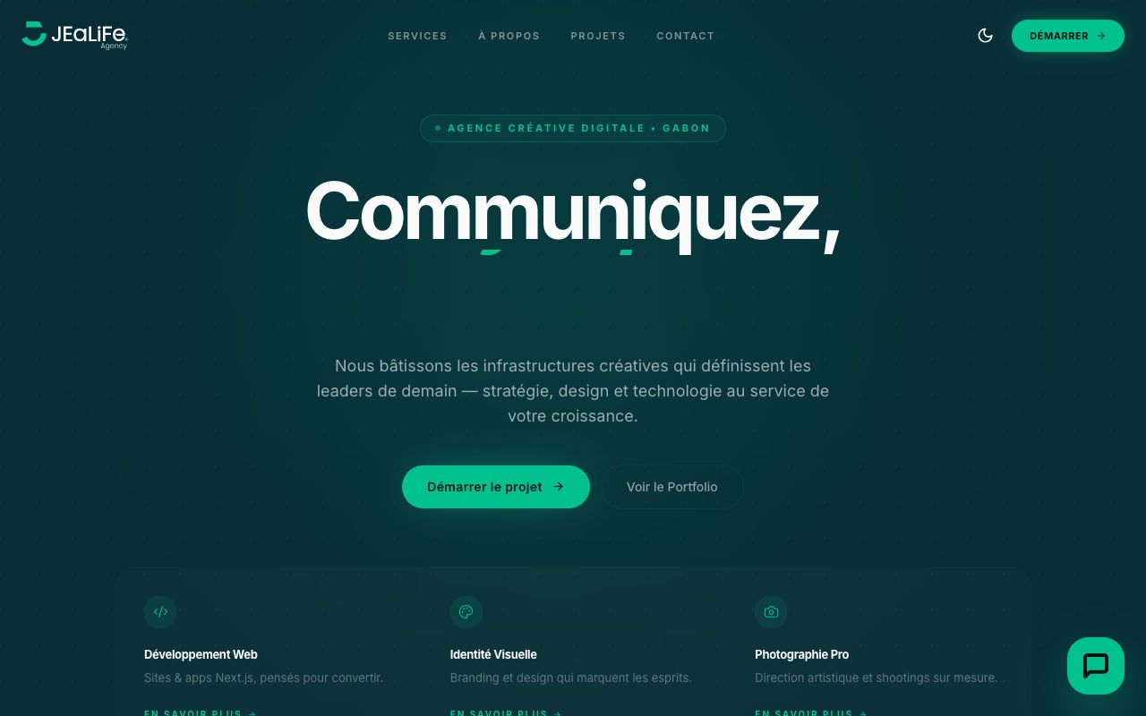 Capture d'écran du site JEaLiFe Agency